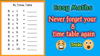 Maths TricksEasy way to Learn 8 times Table [upl. by Aniahs]