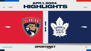 NHL Highlights  Panthers vs Maple Leafs  April 1 2024 [upl. by Gayel898]