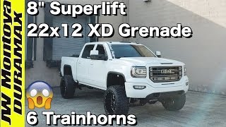 CLEANEST GMC Sierra 1500 8quot LIFT  22x12 on 35s [upl. by Lajet]