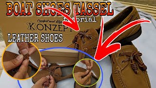 how to tassel topsider leather shoesboat shoesKONZEPT MARIKINA [upl. by Oinoitna]