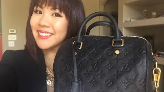 Louis Vuitton Empreinte Speedy B 25 REVIEW [upl. by Ahslek]