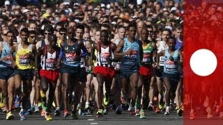 London Marathon runners honour Boston victims [upl. by Eznyl]