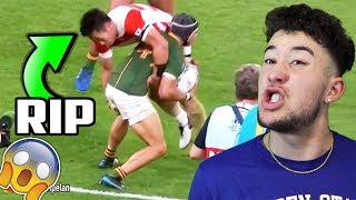 Cheslin Kolbe Tribute Highlights Steps amp Skills American Reaction [upl. by Ahsirk]