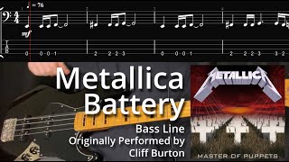 Metallica  Battery Bass Line w Tabs and Standard Notation [upl. by Enilatan]