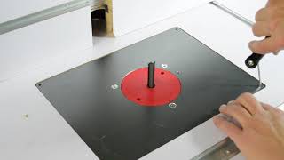 MLCS Woodworking How To Drill a Router Table Insert Plate with the Router Centered [upl. by Enirual]