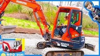 Excavators Videos  Real Excavator and Bruder Toy Excavator [upl. by Eelirak]