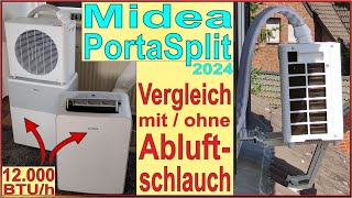 Midea PortaSplit 2024 Vergleich mit mobiler Klimaanlage mit Abluftschlauch  Praxis Handhabung Test [upl. by Ahseek181]