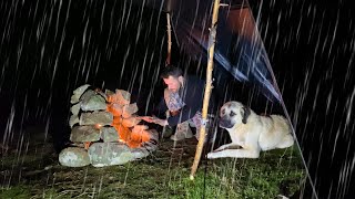 Overnight Camping in Heavy Rain • Relaxing Rain Sounds Rainstorm Rain Camping [upl. by Ettedanreb]