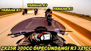 YAMAHA R3 NGAMOK NGAJAK TARUHAN 201M🔥AMPUN ZX25R DI KROYOK [upl. by Wellington753]