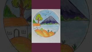 Circle scenery drawing❤️❤️ shortvideo shortsvideo shorts short AfrojaDrawingAcademy [upl. by Latoyia181]