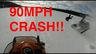 90MPH Snowmobile Crash [upl. by Grosmark]