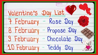 Valentine Week  7 Feb to 14 Feb all day list  kal konsa day hai 2024 lValentines Day week 2024 l [upl. by Eillah]