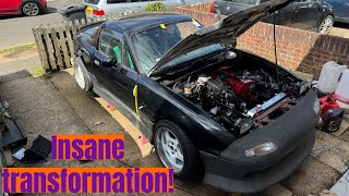 CA18DET MIATA swap major progress Fitting the body kit better steering and new brakes PART 11 [upl. by Suhail691]