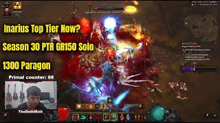 Season 30 PTR Inarius GR150 Solo 1300 Paragon  Diablo 3 [upl. by Zena]