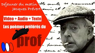 🇫🇷 Les poèmes du Prof Déjeuner du matin Jacques Prévert French poem Video  audio  text  🇫🇷 [upl. by Ahterod]