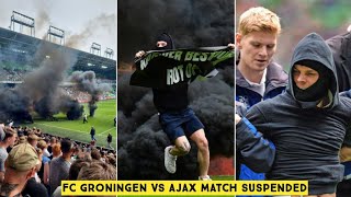 😳 FC Groningen vs Ajax match suspended after fans throwing fireworks and invading the pitch [upl. by Schechinger]