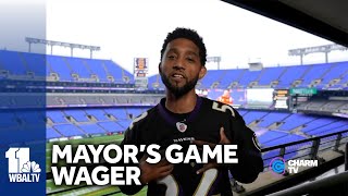 Mayor wagers crabs Old Bay in AFC title game [upl. by Derr]