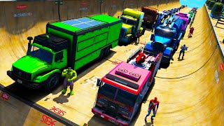 HomemAranha e Fire Truck Desafio Skateboard Ramp com Heróis Сhallenge on Cars and Trucks GTA 5 [upl. by Kcaz626]