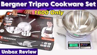 Bergner Tripro Cooker Set  Tamil  Unboxing  Review  Triply Stainless Steel [upl. by Zil628]