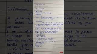 Letter of Enquiry class 12 letter writing [upl. by Delphinia]