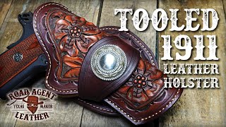 Making a tooled leather 1911 holster Leathercraft ASMR [upl. by Boyes]