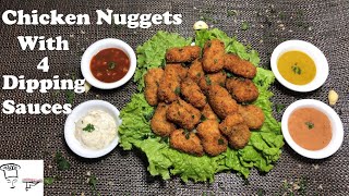 Chicken Nuggets With 4 Dipping Sauces  Chicken Nuggets Recipe  Easy Dips Recipes  FOODIESTAN [upl. by Freddy]