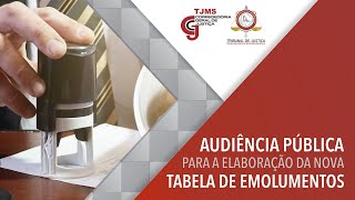 AUDIÊNCIA PÚBLICA PARA A ELABORAÇÃO DA NOVA TABELA DE EMOLUMENTOS TJMS [upl. by Aylmer889]