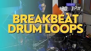 Breakbeat drum loops 130 BPM  The Hybrid Drummer [upl. by Jerald925]