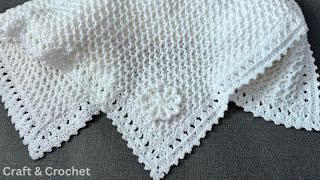 Easy amp Fast Crochet Baby BlanketCraft amp Crochet Blanket 3824  Crochet blanket  Blanket border [upl. by Disharoon]