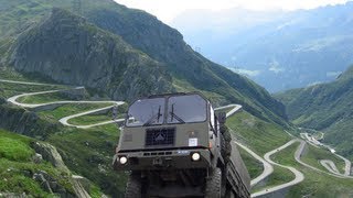 Swiss Army SAURER 6DM  Gotthardpass including lower part of Tremola [upl. by Mccomb]