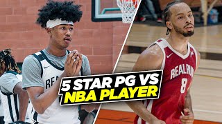 5 Star Sophomore PG vs NBA Player at The Real Run [upl. by Artenek]