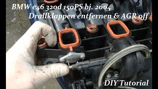 ►BMW Drallklappen entfernen  AGR stilllegen  e46 320d 150PS  DIY Tutorial [upl. by Antonia]