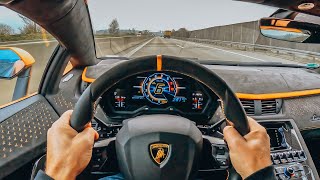 POV Lamborghini Aventador Ultimae Roadster by Novitec on German Autobahn [upl. by Romilda]