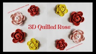 3D Quilled Rose  Paper Quilling Flowers  Advanced Quilling Rose Tutorial Step By Step [upl. by Belsky16]