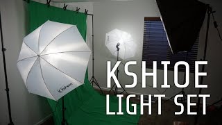 Review of Kshioe photography lighting set with umbrellas softboxes and backdrops [upl. by Notreve]