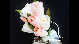 DIY Tissue Paper Flowers  Tulips Bouquet [upl. by Milson]