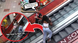 TOUCHING HANDS ON THE ESCALATOR PRANK GONE WRONG SHE TRIED TO FIGHT ME [upl. by Barbuto]