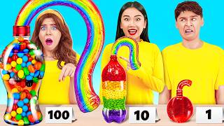 100 Layers of Food Challenge 🌈 Amazing Jelly Bottle Hacks and Rainbow Receipts by 123 GO [upl. by Martinic738]