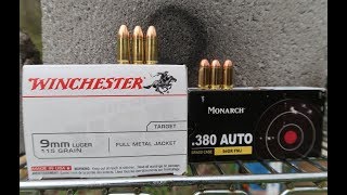 380 vs 9mm  Cinder Block Test [upl. by Anahgem412]