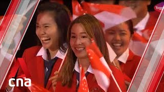 Team Singapore at the SEA Games 2019 opening ceremony [upl. by Salot]