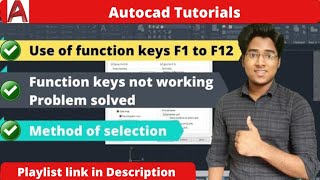 use of Autocad function keys shortcuts F1 to F12 [upl. by Mulderig]