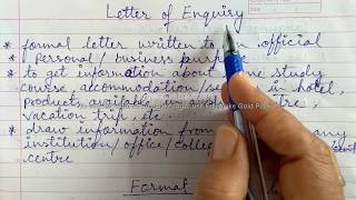 Letter of Enquiry for class 1012 CBSE  Format and a Sample Letter [upl. by Esinereb998]