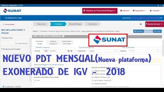 Declaración mensual régimen especial exonerado de IGV  Sunat 2019 [upl. by Naols631]