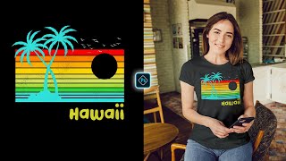 Vintage 80s Hawaii TShirt Design for Redbubble in Photoshop Tutorial [upl. by Nolubez]