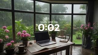 12 Hour Study With Me Live  Pomodoro 305 Timer with Rain Sound BGM [upl. by Latricia]