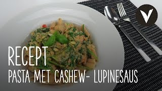 Pasta met Cashew Lupinesaus  Recept  VETJEBOL [upl. by Ayhtnic]