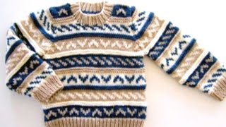 How to knit a sweater with knitting needles Free Fair Isle Pattern [upl. by Savage]