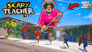 Franklin and Avengers Fight With Scary Teacher 3D For Revenge gtav  GTAV Avengers  AK GAME WORLD [upl. by Broderic]