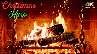 🔥 Christmas Fireplace w Peaceful Harp Christmas Music 🔥🎄 Instrumental Christmas Fireplace Ambience [upl. by Lew]