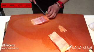 How to cut and make Atlantic Salmon sashimi and nigiri [upl. by Oruhtra]